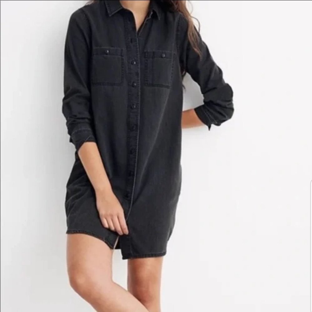 Madewell Long-Sleeve Button Front Shirt Dress - XS